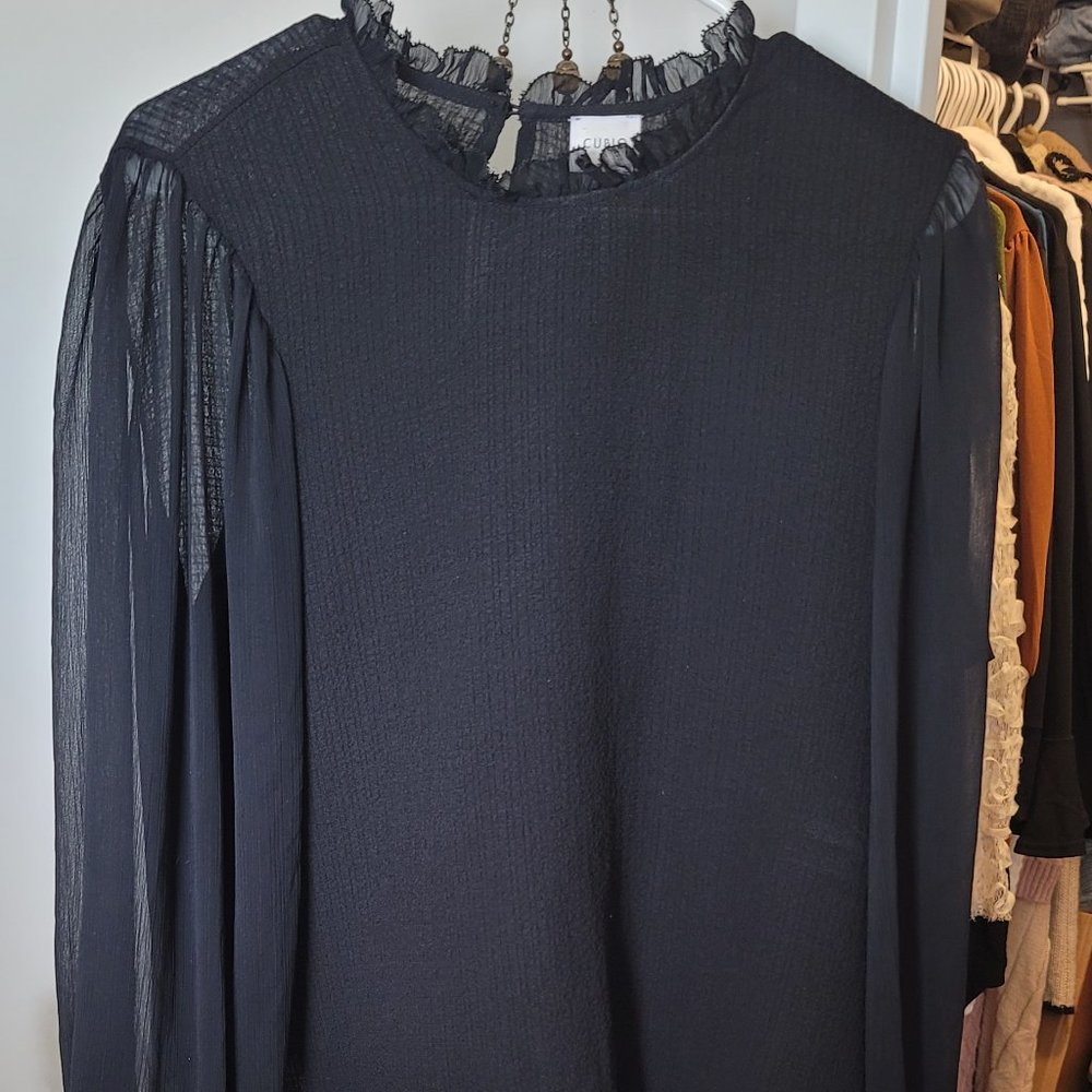 Sheer sleeved black blouse size Lrg